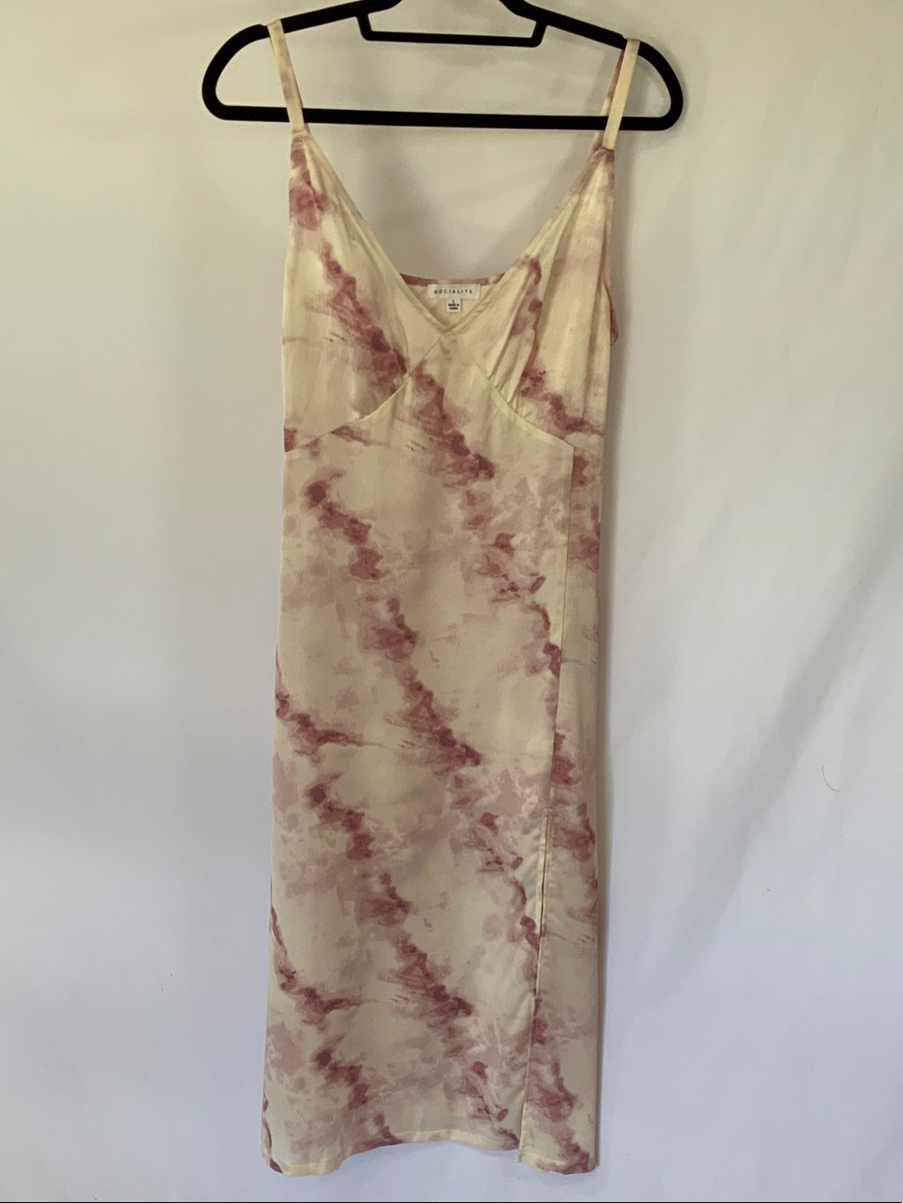 Socialite Slip Midi Dress in Cream and Dusty Rose